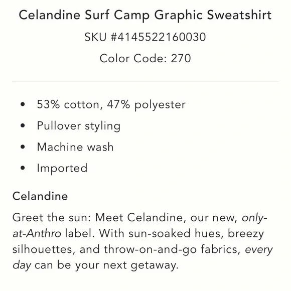 RESERVED for @kpharvey —Celandine NWT Surf sweatshirt;super cute. XXS/XS - Picture 13 of 14
